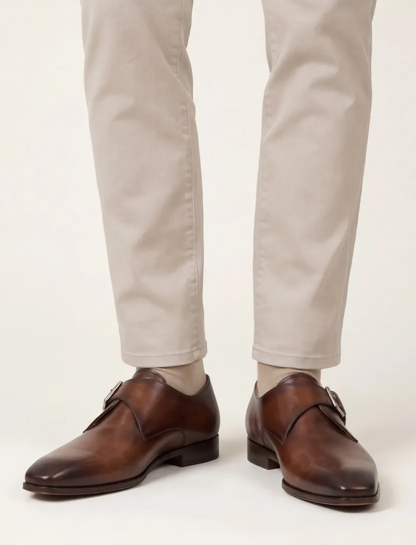 Magnanni schoenen bruin nette schoenen met gesp effen