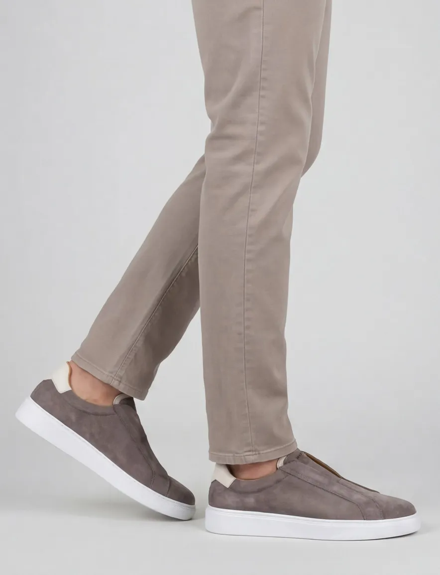 Magnanni schoenen taupe instappers suede en leer
