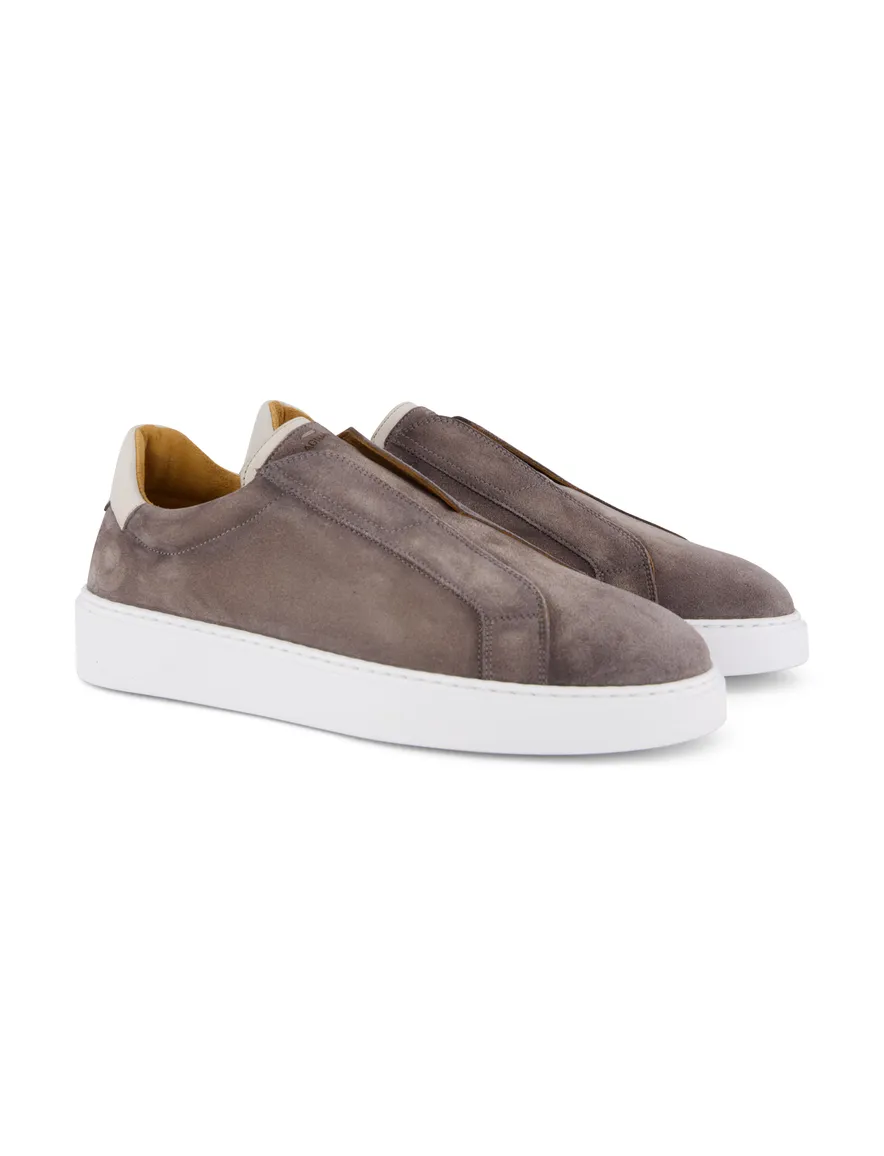 Magnanni schoenen taupe instappers suede en leer