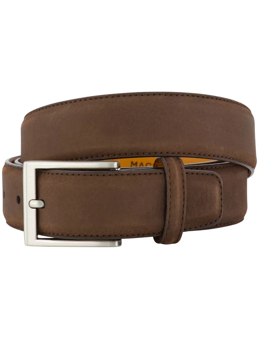 riem Magnanni bruin leer effen