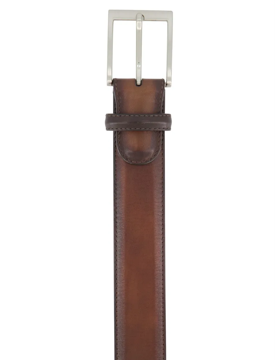 Magnanni riem bruin effen leer