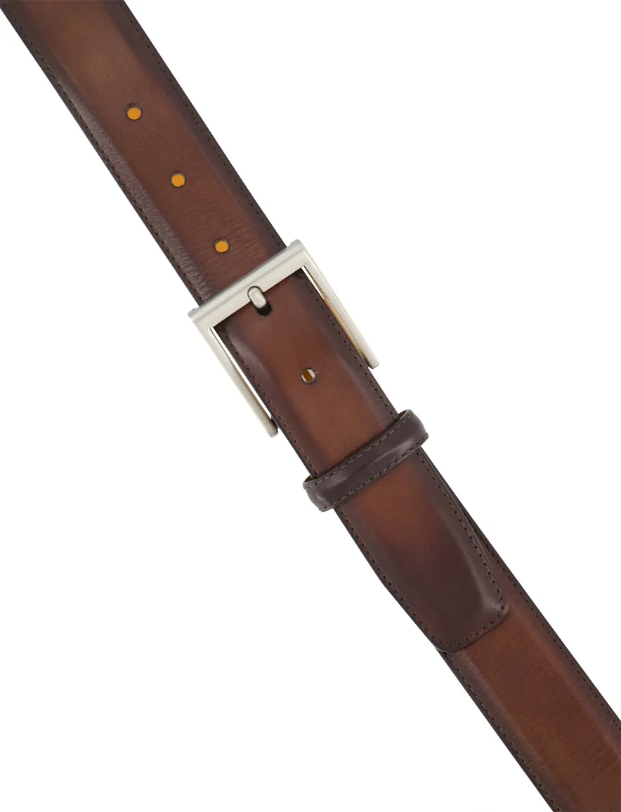 Magnanni riem bruin effen leer