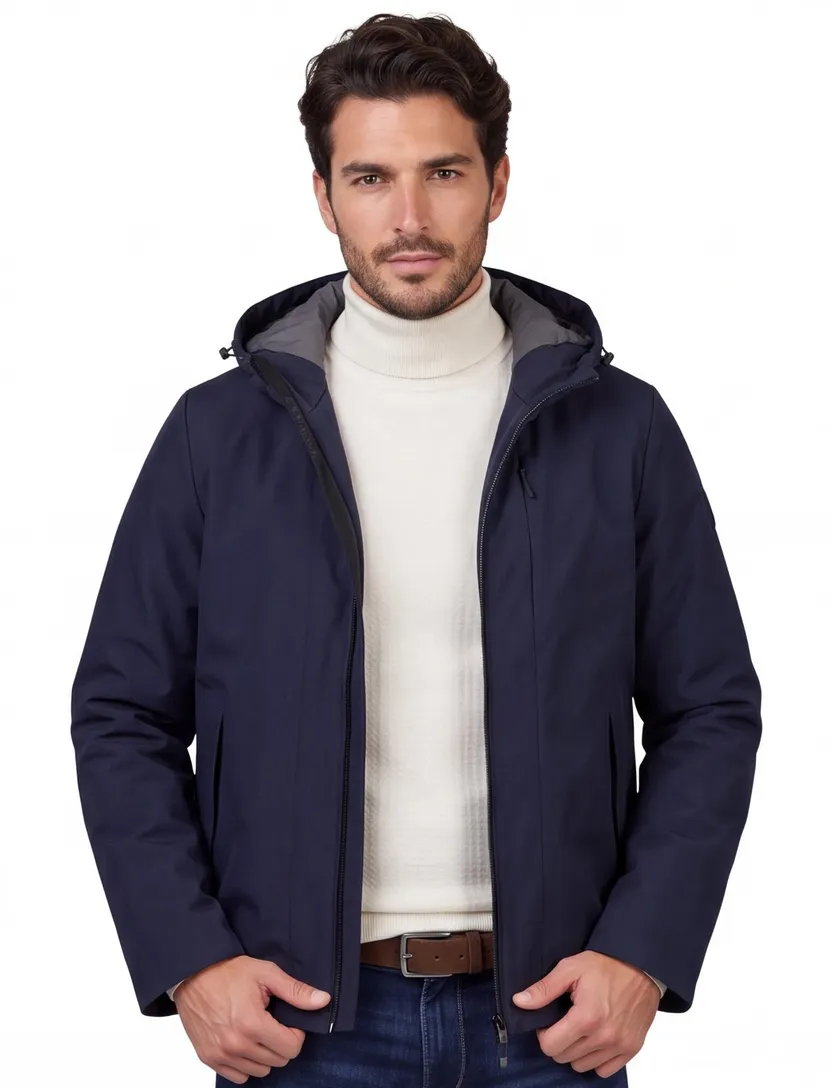 People of Shibuya jas donkerblauw waterafstotend met capuchon