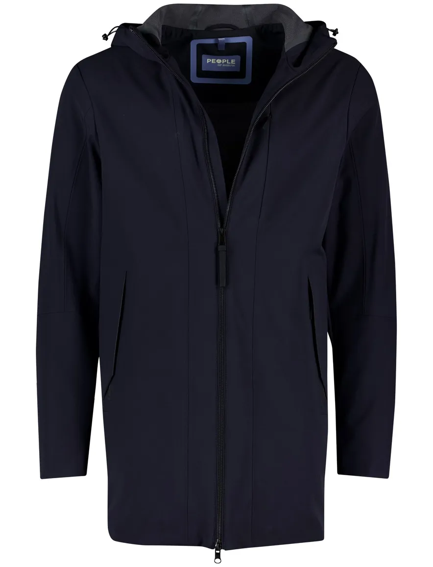 People of Shibuya winterjas Haquro donkerblauw capuchon polyamide