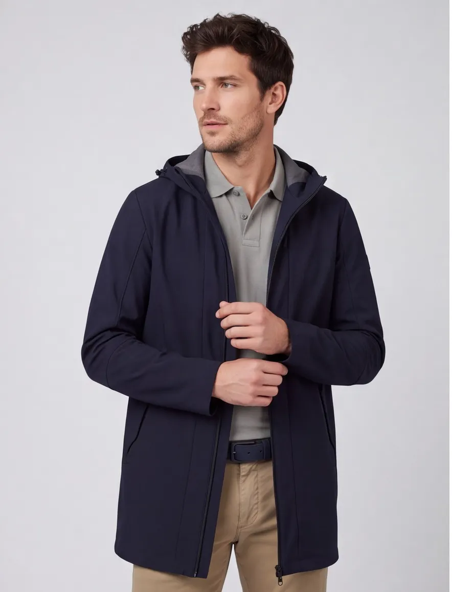 People of Shibuya winterjas Haquro donkerblauw capuchon polyamide