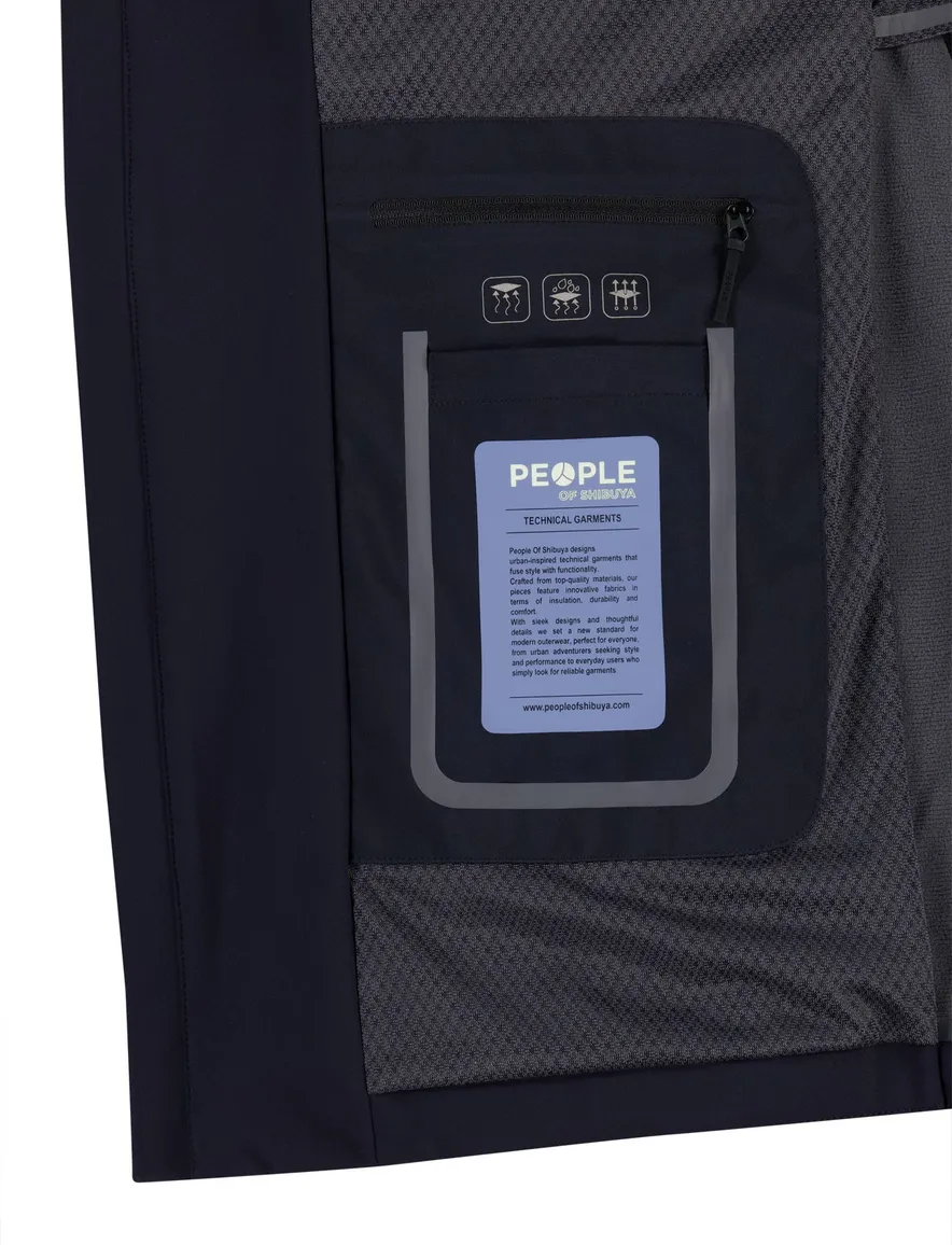 People of Shibuya winterjas Haquro donkerblauw capuchon polyamide