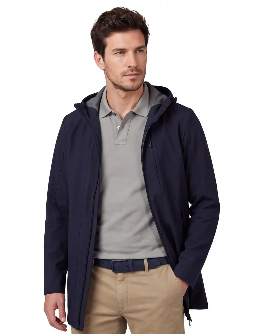 People of Shibuya winterjas Haquro donkerblauw capuchon polyamide