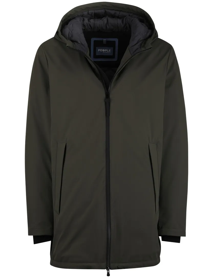 People of Shibuya parka jas groen effen waterdicht normale fit