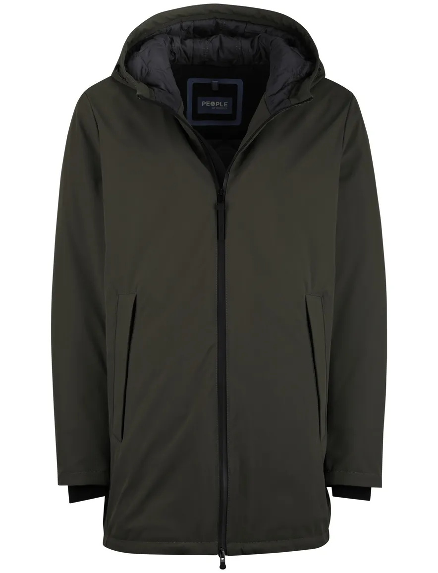 People of Shibuya parka jas groen waterdicht normale fit effen