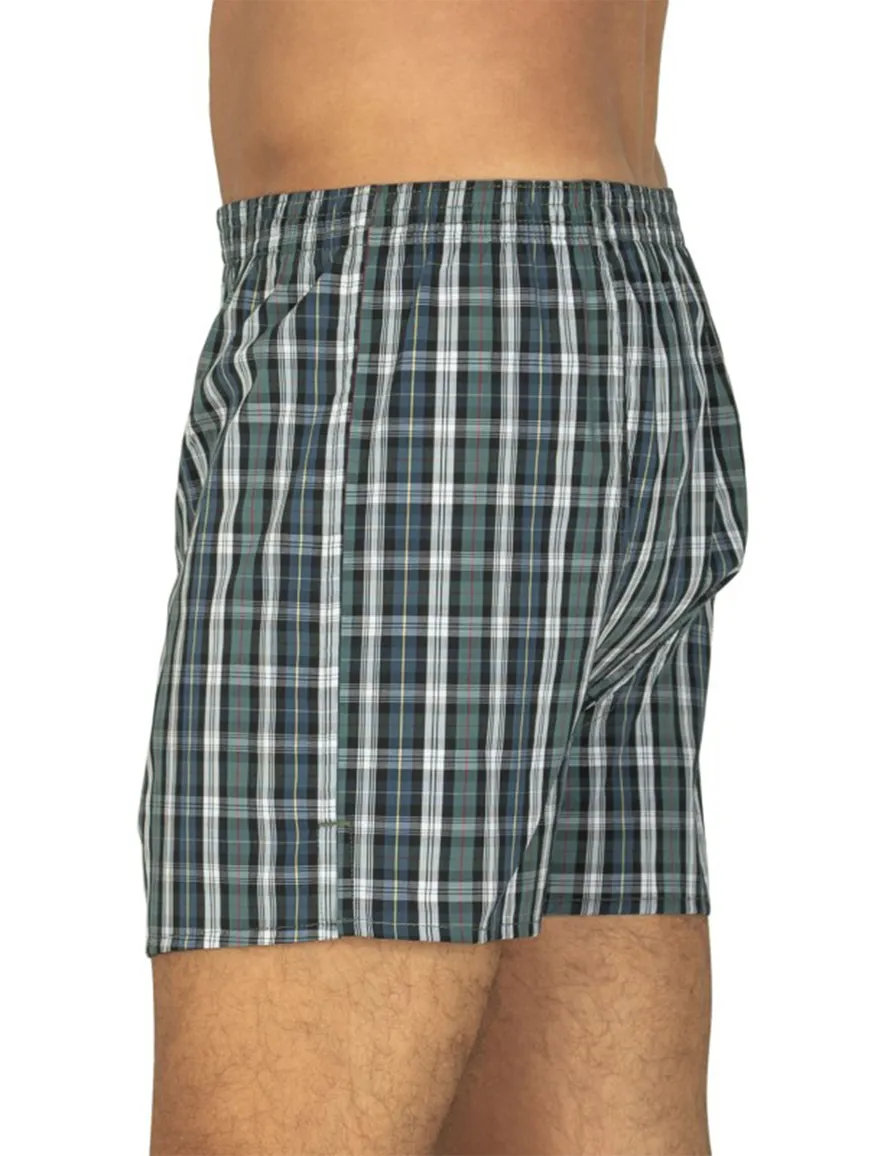 Deal boxershort groen geblokt print katoen