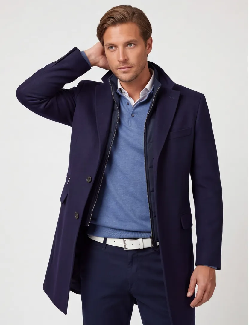 Corneliani jas lang donkerblauw effen