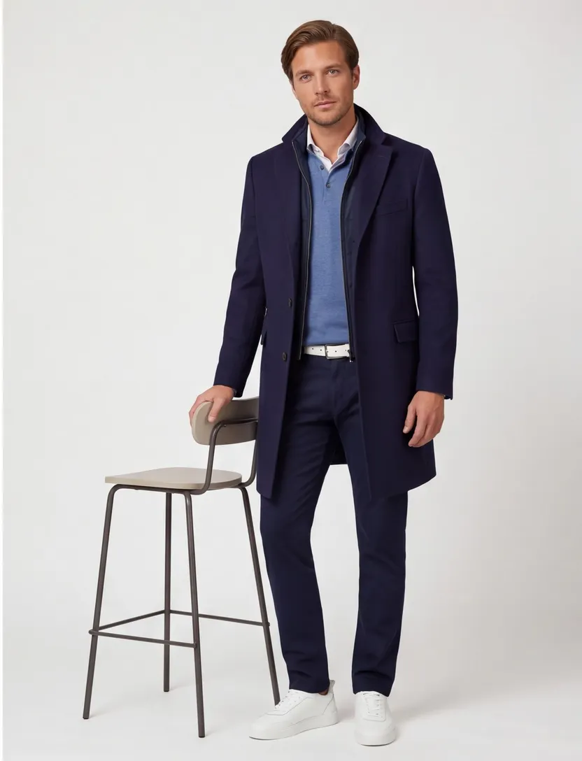Corneliani jas lang donkerblauw effen