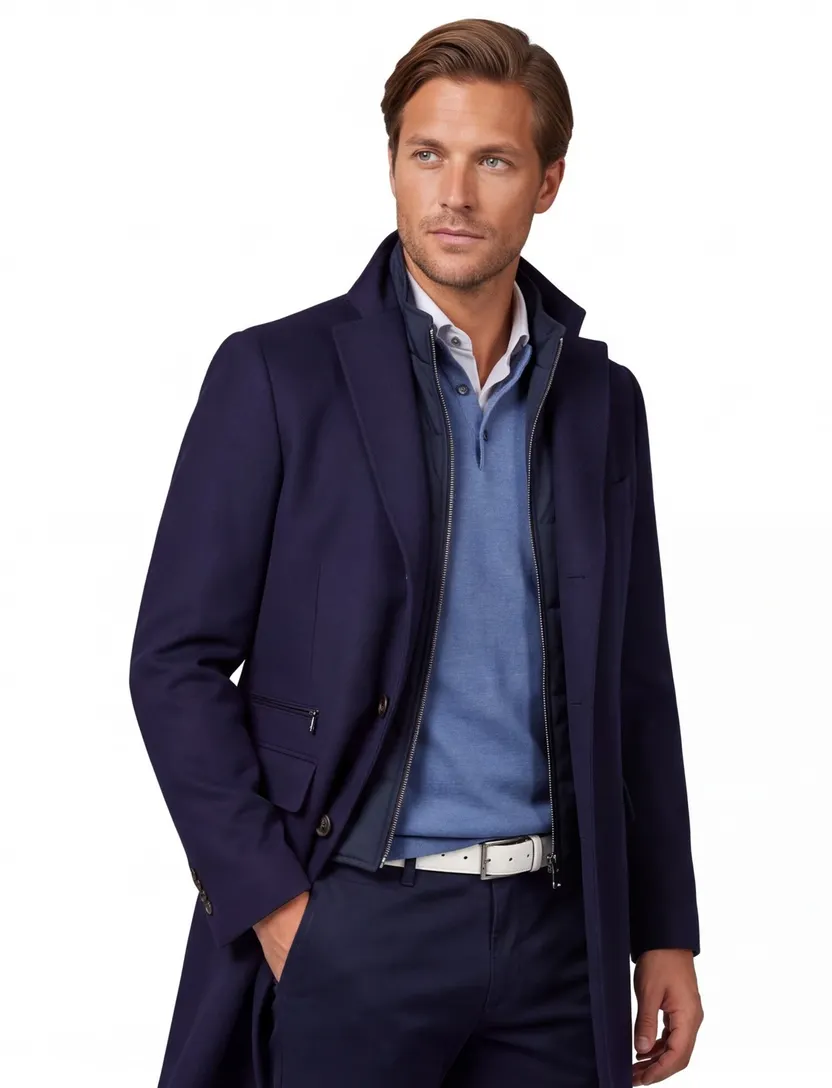 Corneliani jas lang donkerblauw effen
