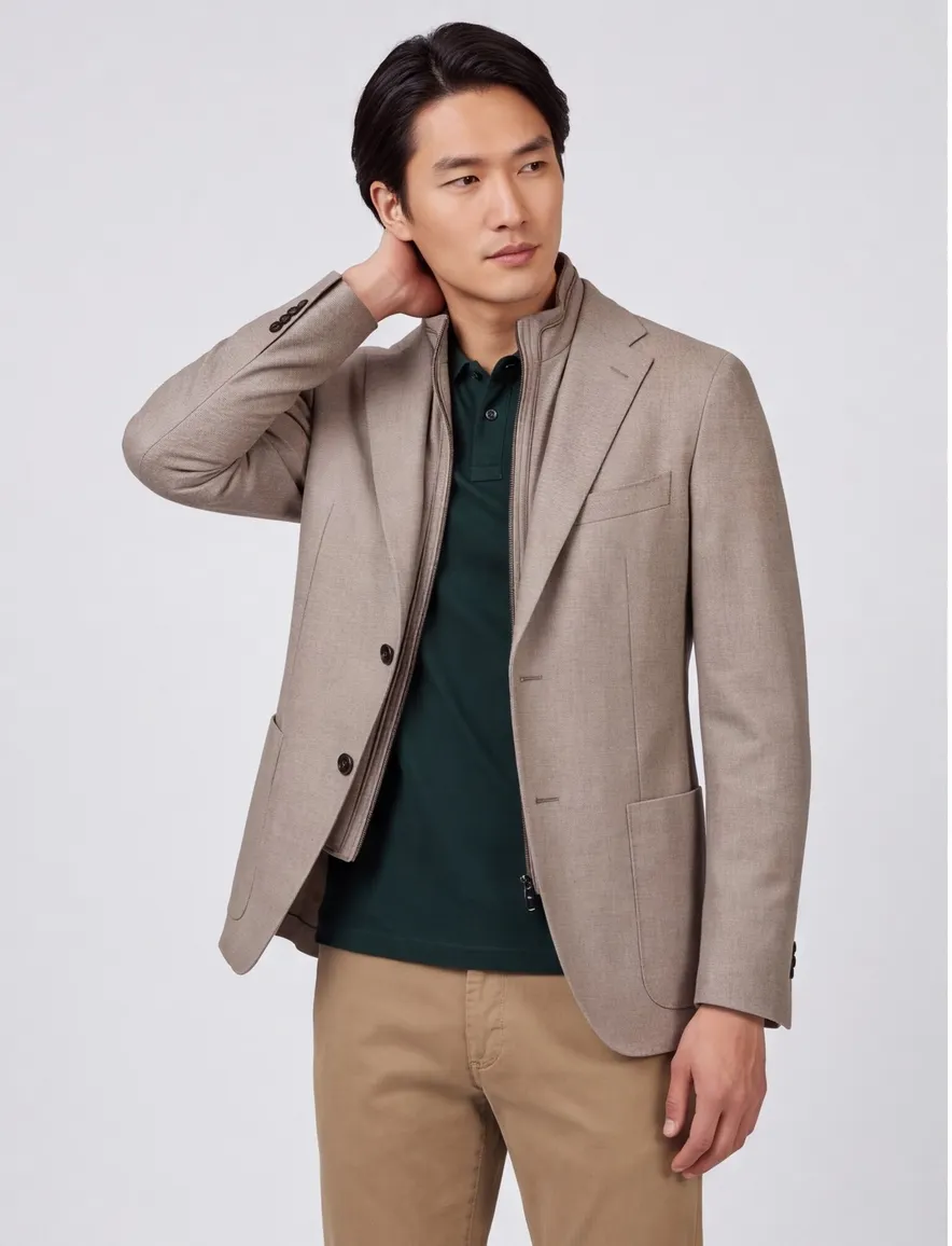 Corneliani colbert sportwear beige met rits