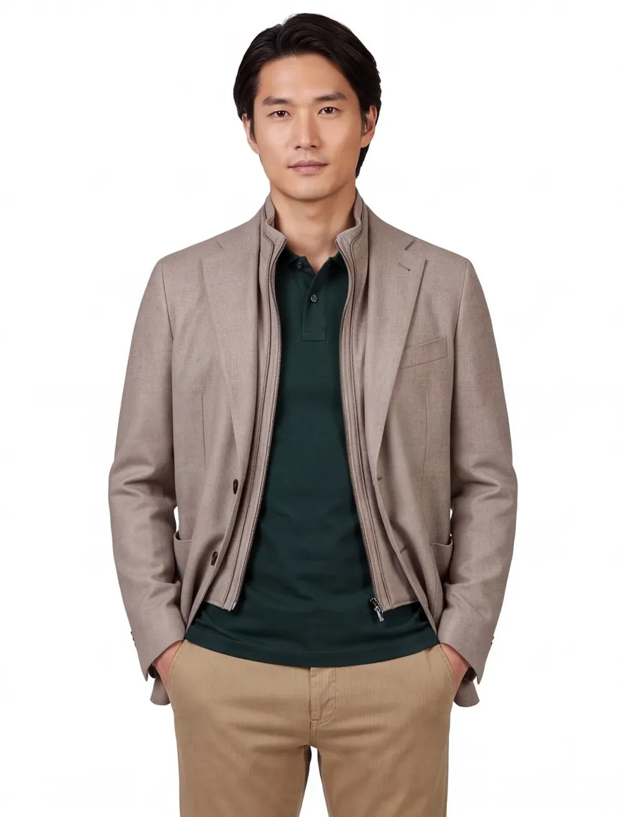 Corneliani colbert sportwear beige met rits