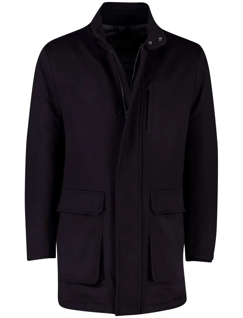 Corneliani jas donkerblauw virginwol met rits en knoop