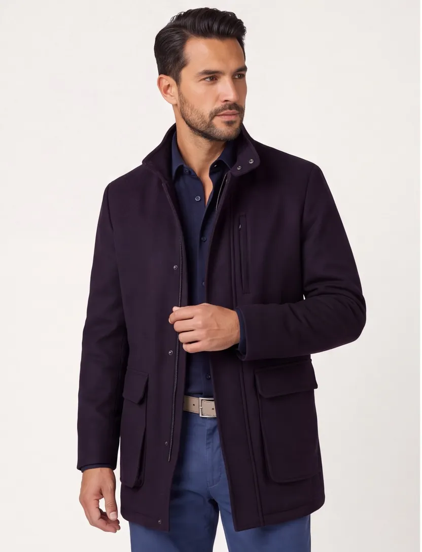 Corneliani jas donkerblauw virginwol met rits en knoop