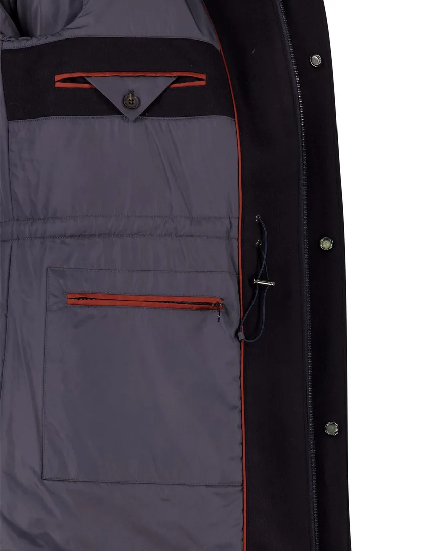 Corneliani jas donkerblauw virginwol met rits en knoop
