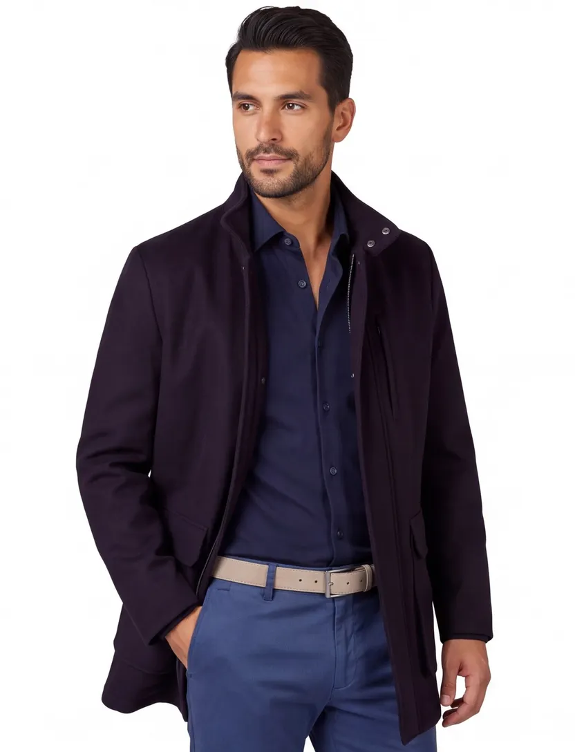 Corneliani jas donkerblauw virginwol met rits en knoop