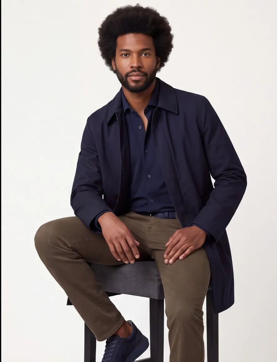 Corneliani regenjas donkerblauw effen