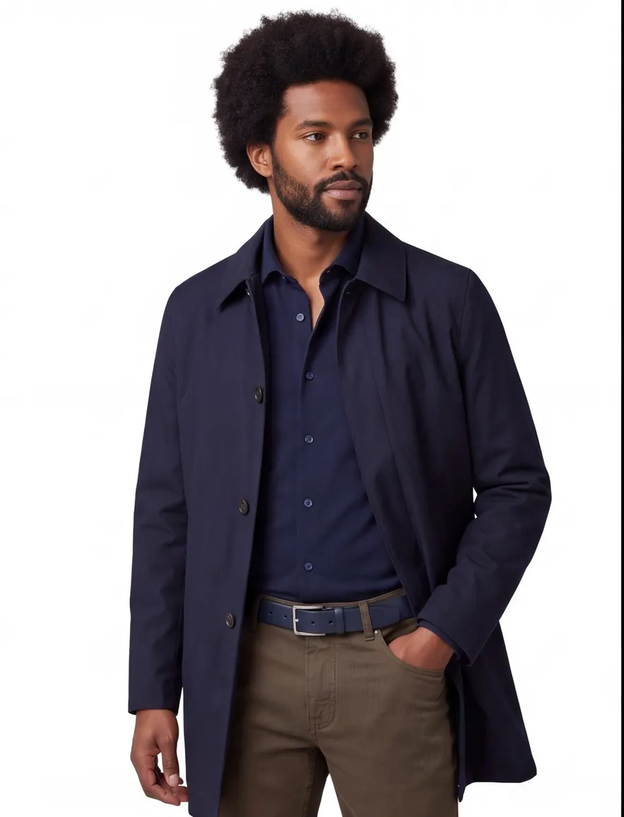 Corneliani regenjas donkerblauw effen