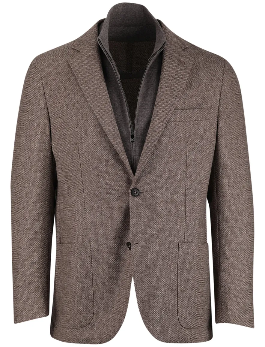 Corneliani colbert bruin lamswol gemeleerd normale fit