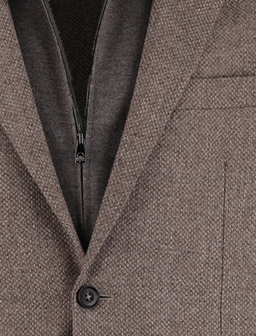 Corneliani colbert bruin lamswol gemeleerd normale fit