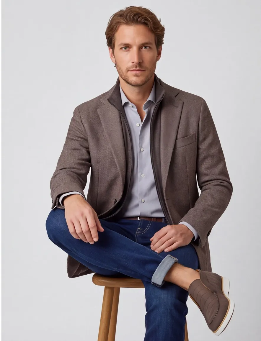Corneliani colbert bruin lamswol gemeleerd normale fit