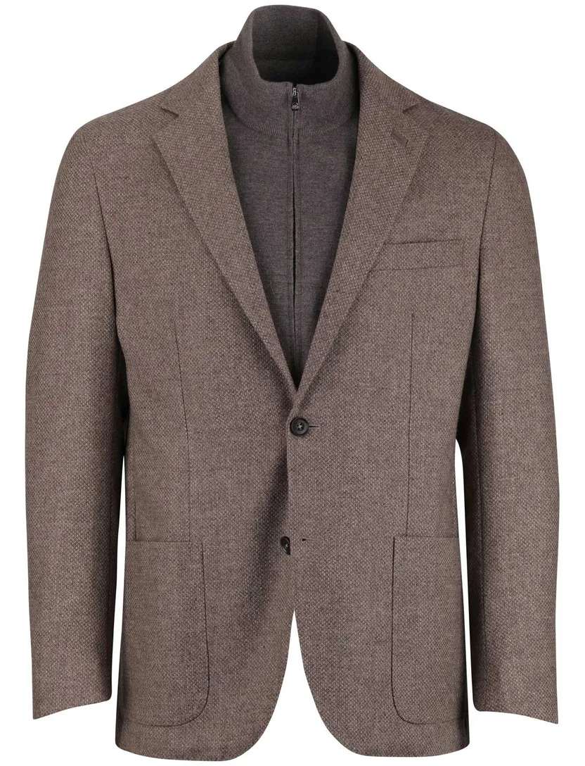 Corneliani colbert lamswol bruin gemeleerd normale fit
