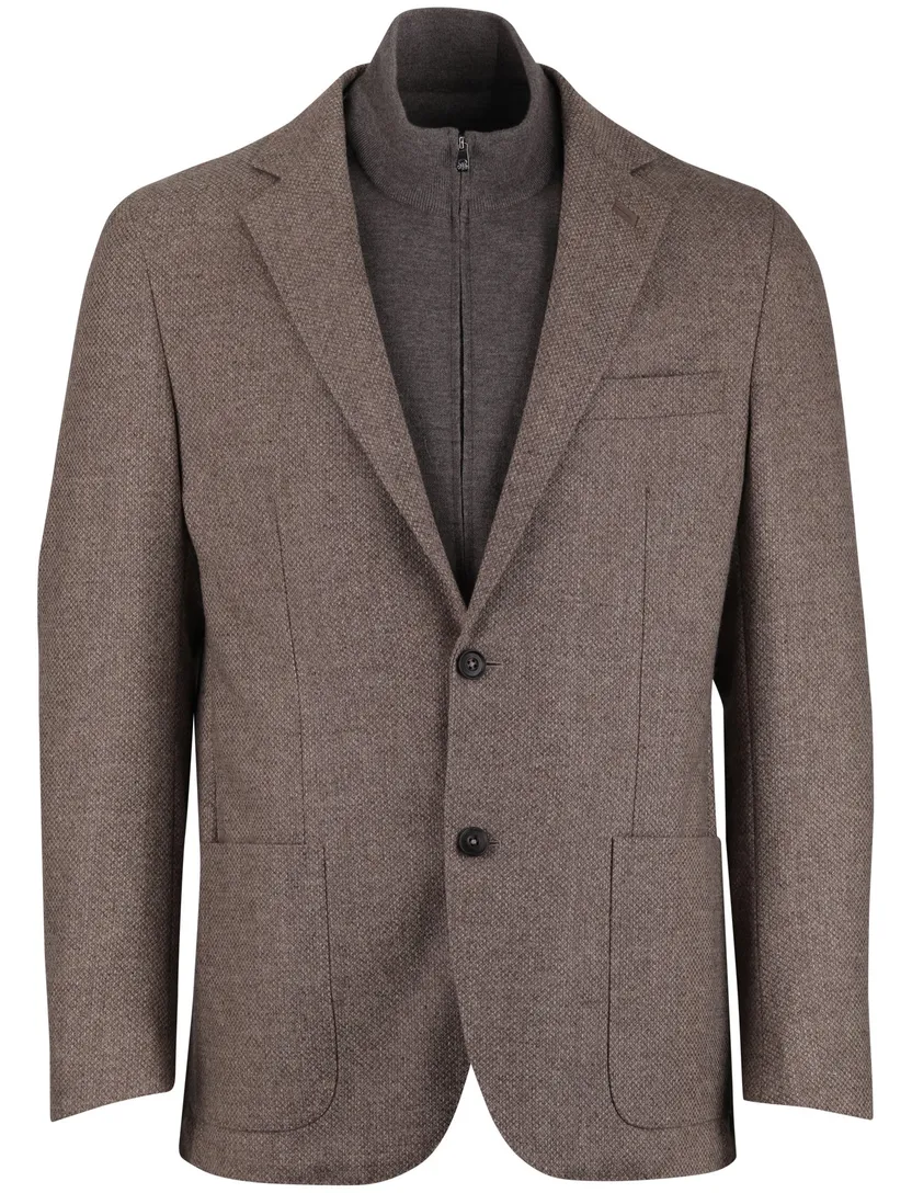 Corneliani colbert lamswol bruin gemeleerd normale fit