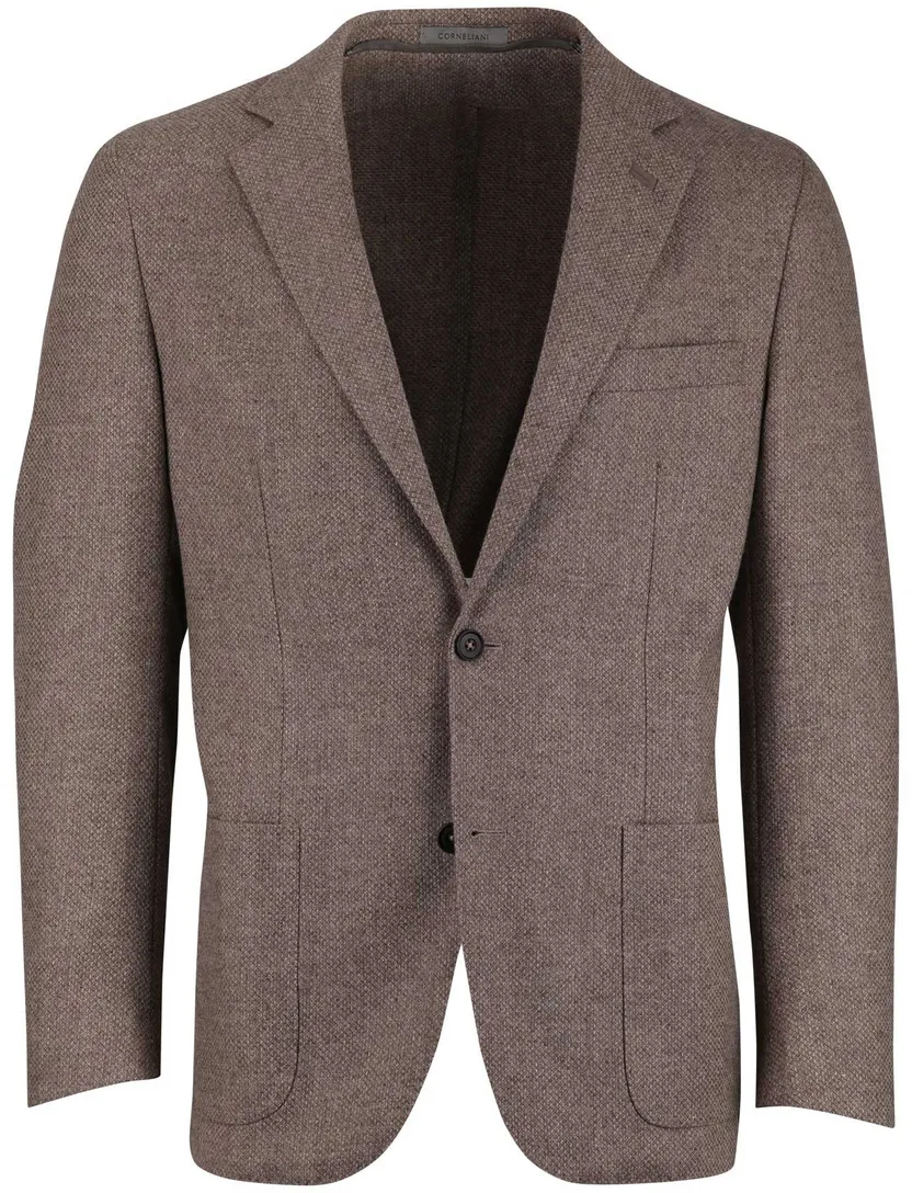 Corneliani colbert lamswol bruin gemeleerd normale fit
