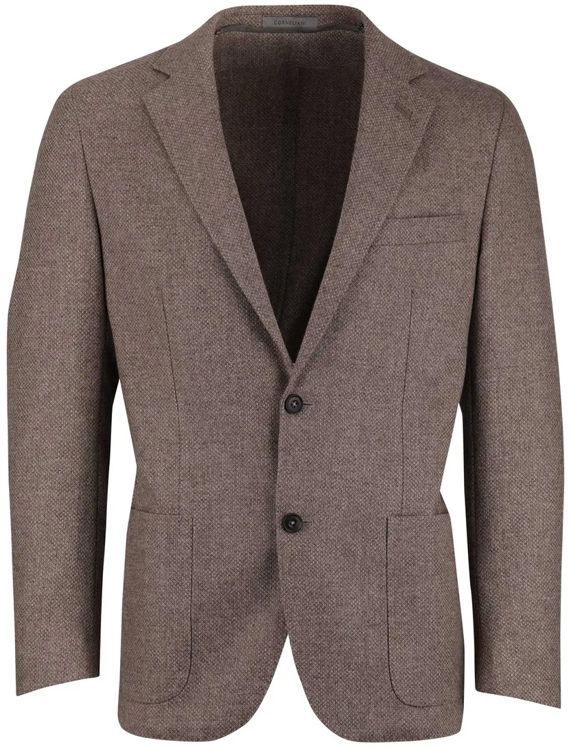 Corneliani colbert lamswol bruin gemeleerd normale fit