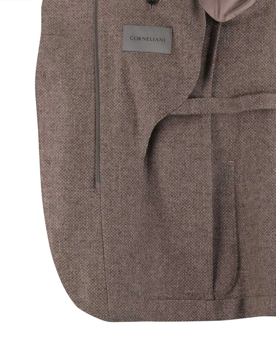 Corneliani colbert bruin lamswol gemeleerd normale fit