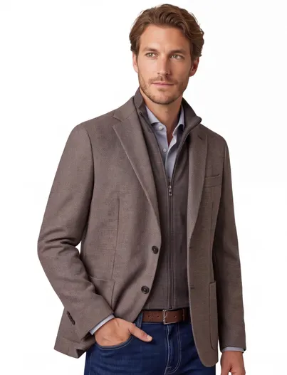 Corneliani Corneliani colbert lamswol bruin gemeleerd normale fit