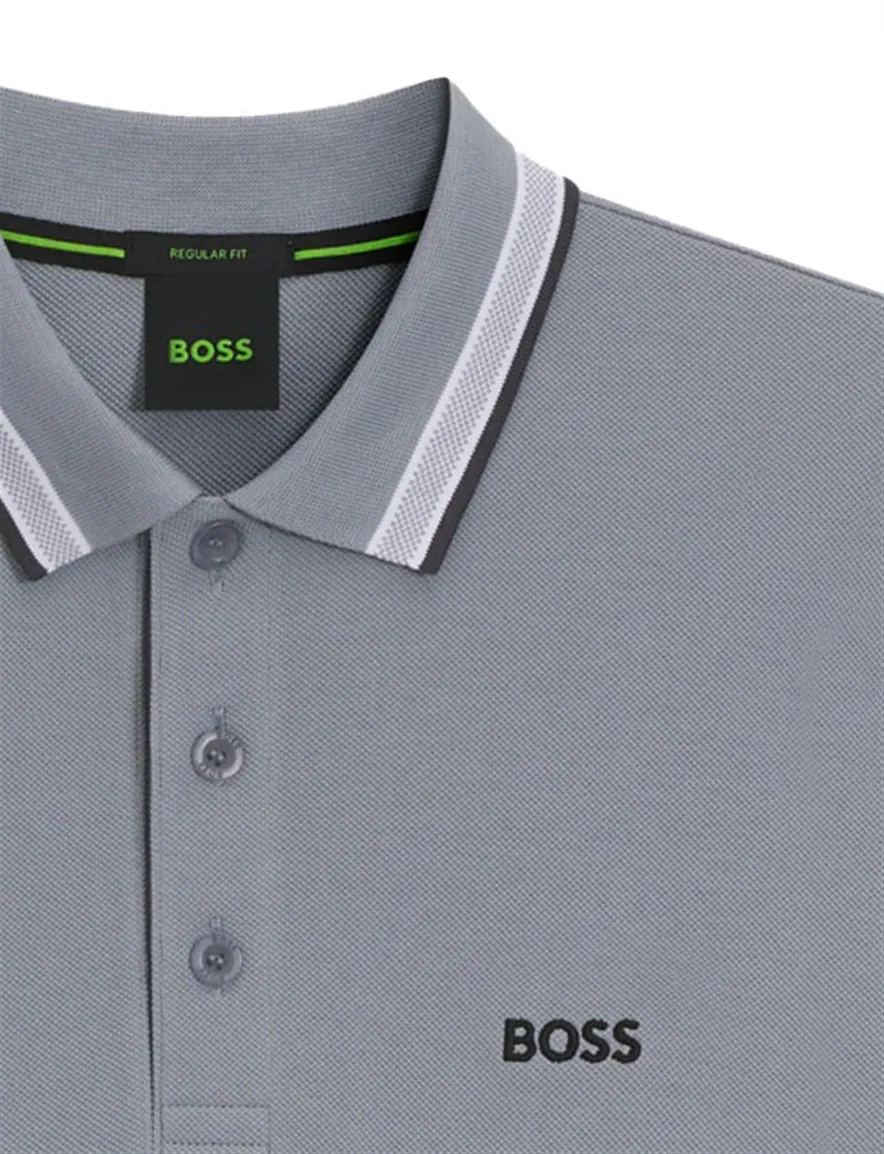 Boss Green polo grijs korte mouw