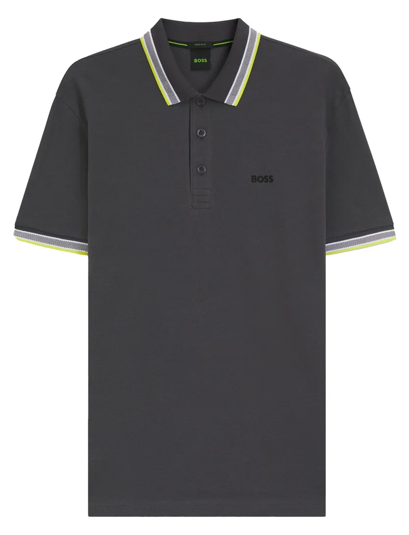 poloshirt Boss green grijs 3-knoops katoen