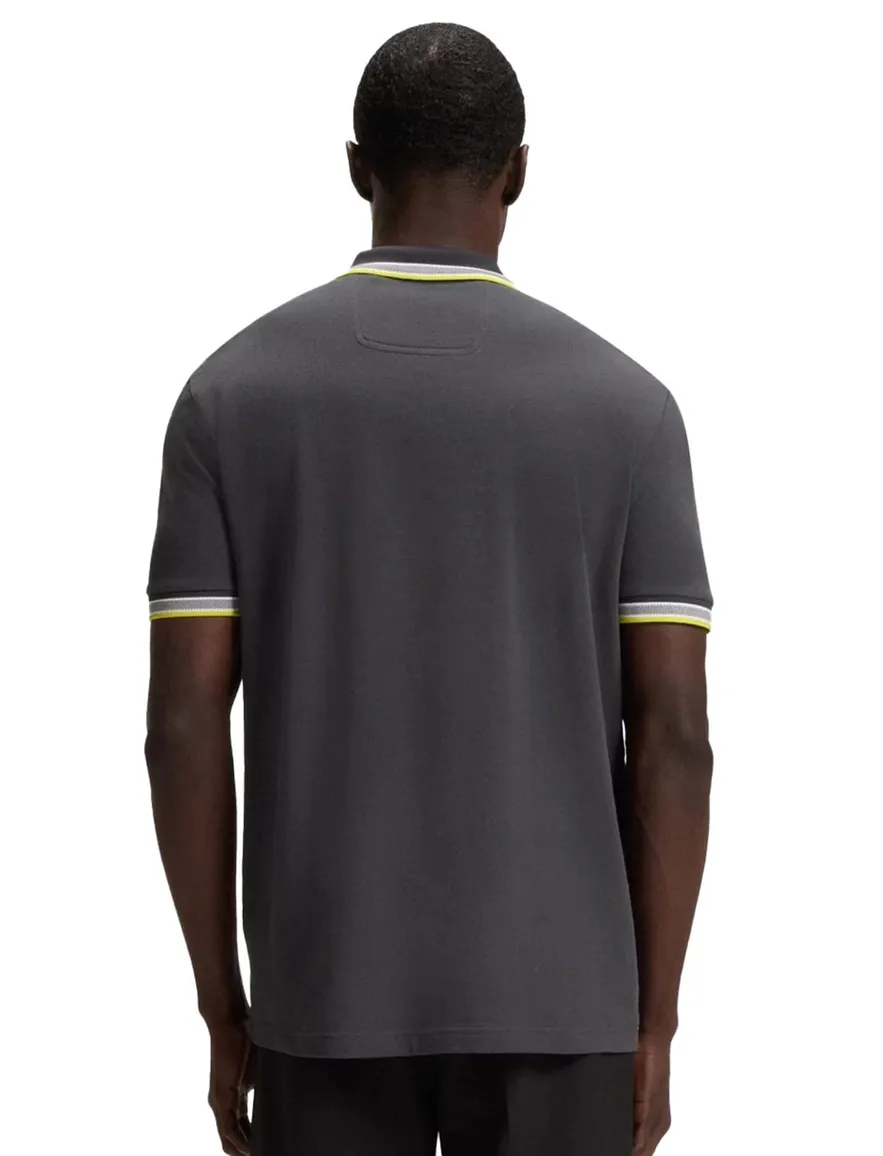 Boss green poloshirt grijs 3-knoops katoen