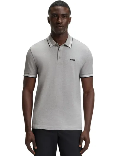Hugo Boss poloshirt Boss Green grijs 3-knoops katoen