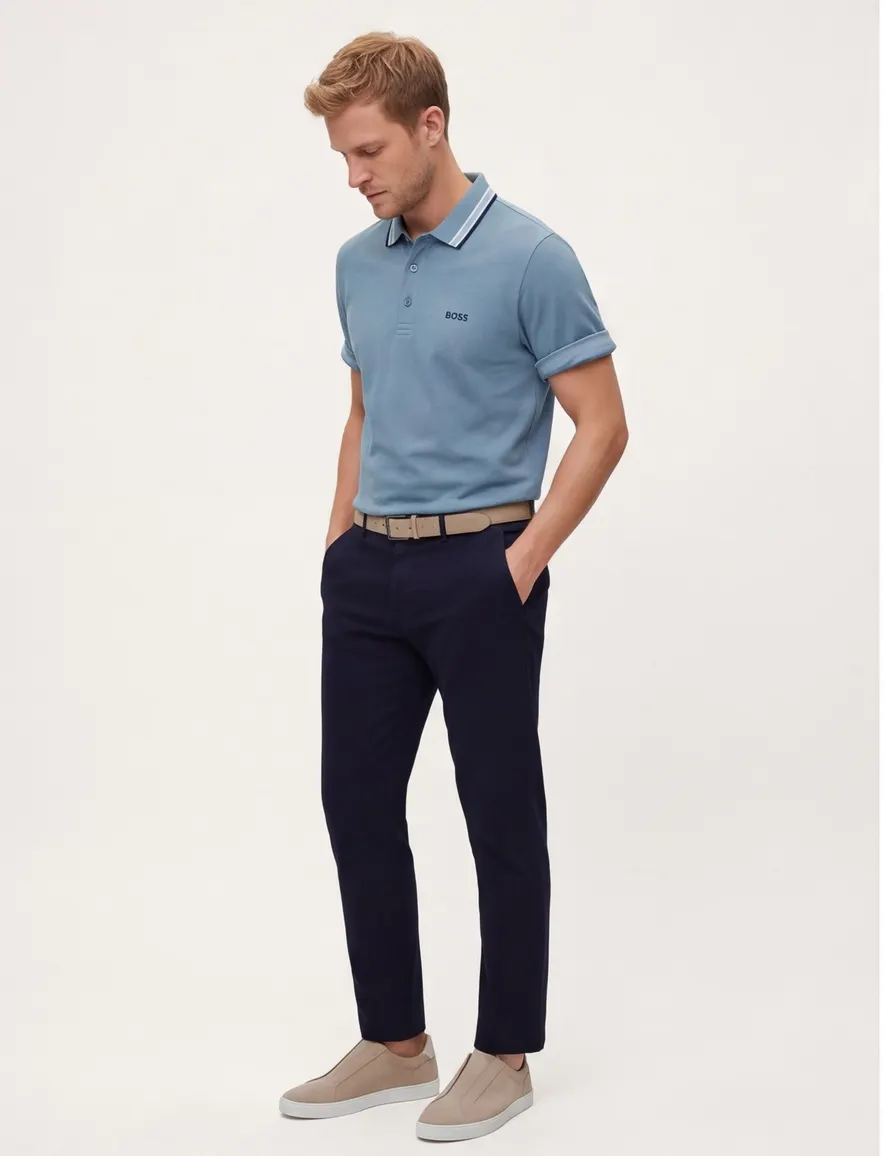 BOSS Green polo Paddy blauw