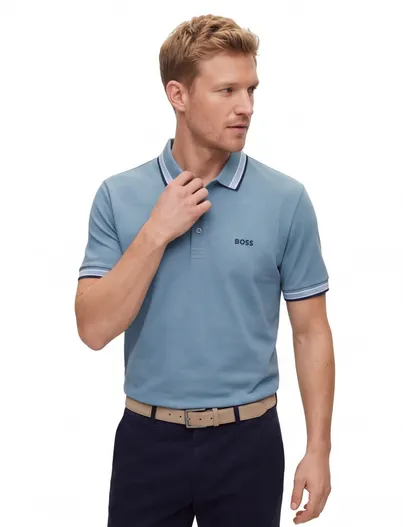 Hugo Boss BOSS Green Paddy Open korte mouw polo blauw effen