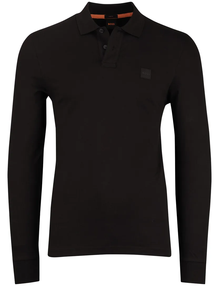 Boss Orange Passerby bruin effen lange mouw polo