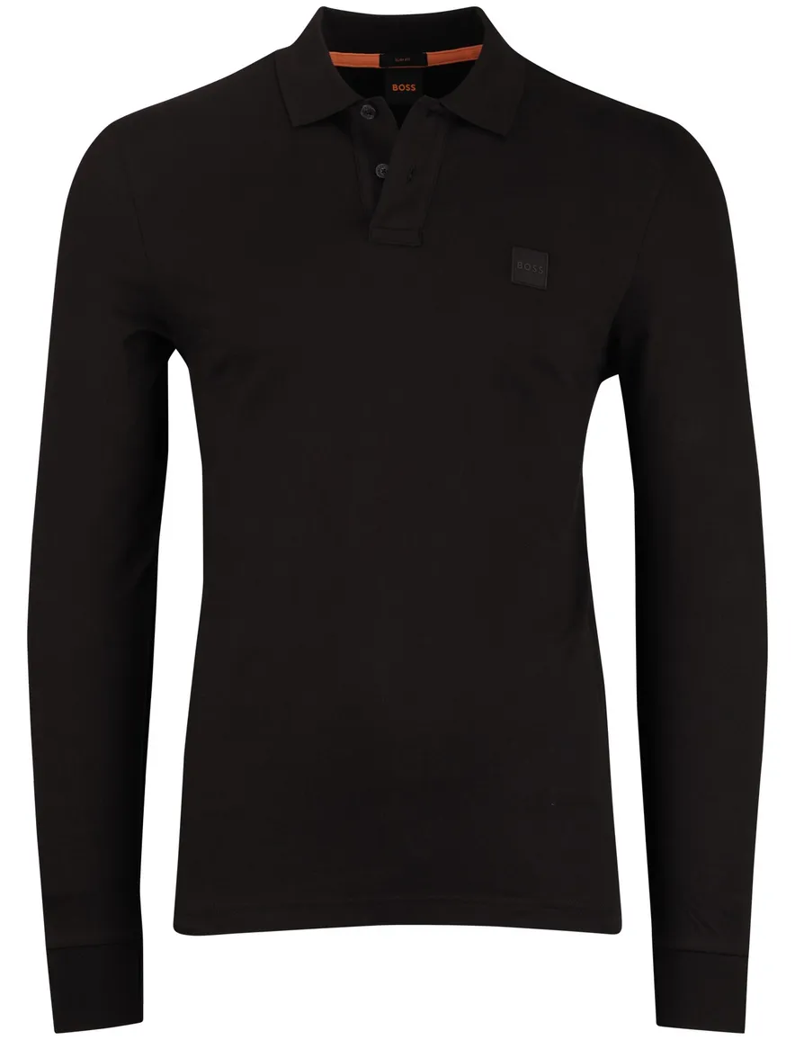 Boss Orange Passerby polo bruin effen lange mouw