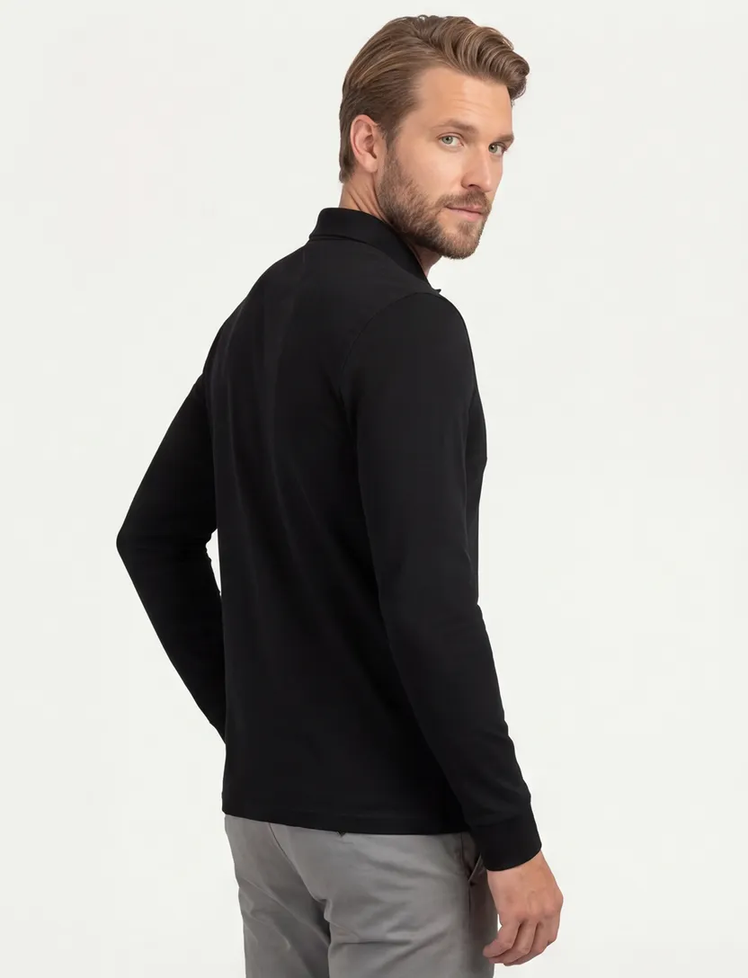 Boss Orange Passerby bruin effen lange mouw polo