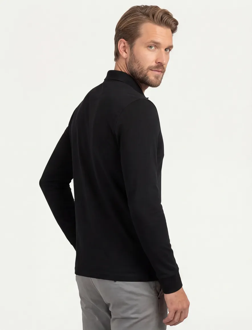 Boss Orange Passerby polo bruin effen lange mouw