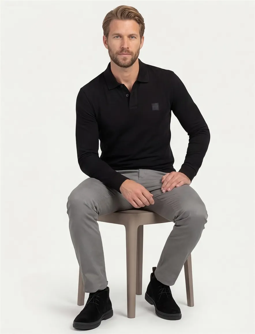 Boss Orange Passerby polo lange mouw bruin