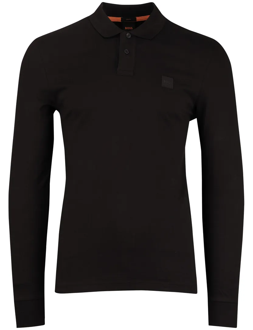 Boss Orange Passerby bruin effen lange mouw polo