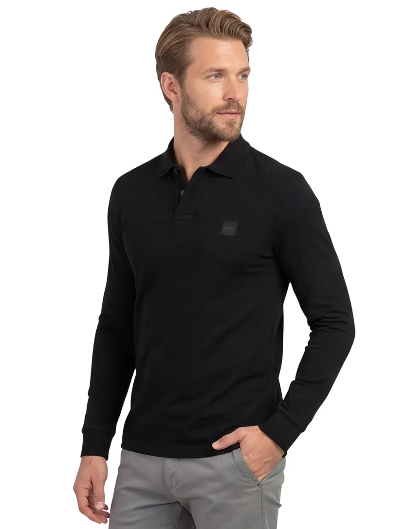 Boss Orange Passerby bruin effen lange mouw polo
