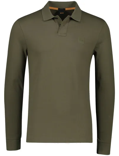 Hugo Boss BOSS Orange Passerby open lange mouw polo groen effen
