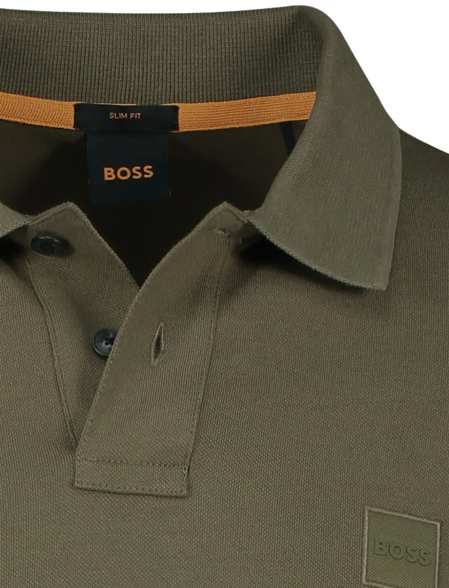 BOSS Orange Passerby open lange mouw polo groen