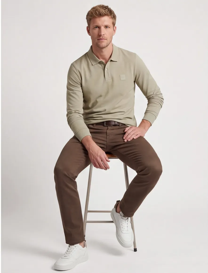 Poloshirt BOSS beige Passerby zacht geel